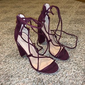 Purple Suede Lace Up Heels